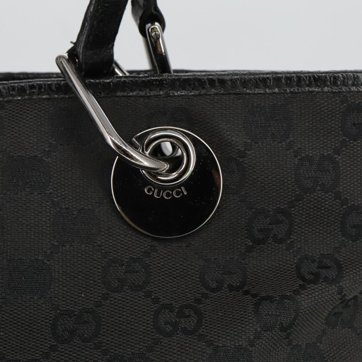 GUCCI GG Canvas Tote Bag Black Silver 120840 Auth ep6264