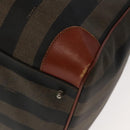 FENDI Pecan Canvas Boston Bag 2way Brown Black gold Auth ep6281-8
