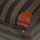 FENDI Pecan Canvas Boston Bag 2way Brown Black gold Auth ep6281-16