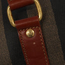 FENDI Pecan Canvas Boston Bag 2way Brown Black gold Auth ep6281-18