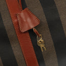 FENDI Pecan Canvas Boston Bag 2way Brown Black gold Auth ep6281-19