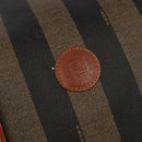 FENDI Pecan Canvas Boston Bag 2way Brown Black gold Auth ep6281-20