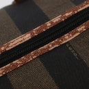 FENDI Pecan Canvas Boston Bag 2way Brown Black gold Auth ep6281-9