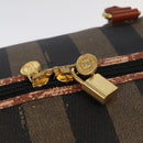 FENDI Pecan Canvas Boston Bag 2way Brown Black gold Auth ep6281-21