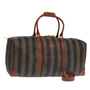 FENDI Pecan Canvas Boston Bag 2way Brown Black gold Auth ep6281-1