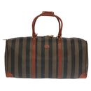 FENDI Pecan Canvas Boston Bag 2way Brown Black gold Auth ep6281-13