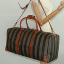 FENDI Pecan Canvas Boston Bag 2way Brown Black gold Auth ep6281-26