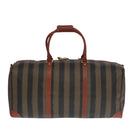 FENDI Pecan Canvas Boston Bag 2way Brown Black gold Auth ep6281-2