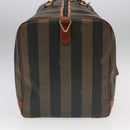 FENDI Pecan Canvas Boston Bag 2way Brown Black gold Auth ep6281-4