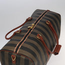 FENDI Pecan Canvas Boston Bag 2way Brown Black gold Auth ep6281-6