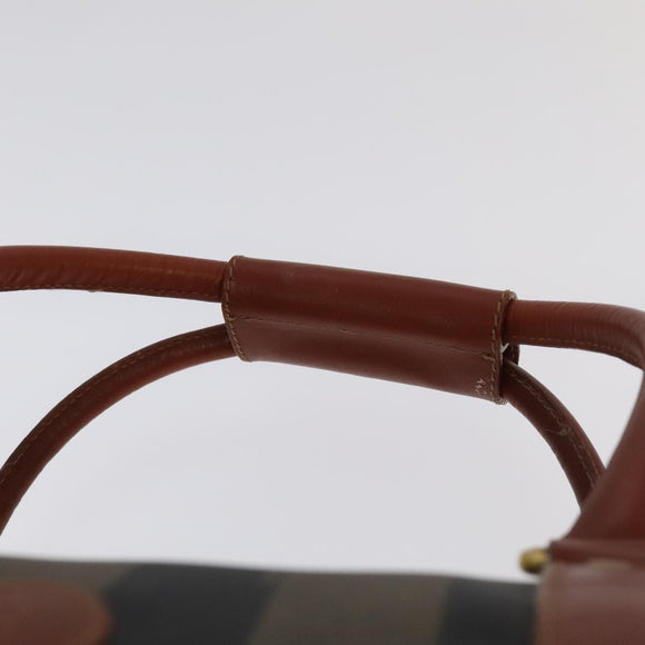 FENDI Pecan Canvas Boston Bag 2way Brown Black gold Auth ep6281