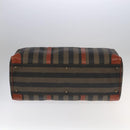FENDI Pecan Canvas Boston Bag 2way Brown Black gold Auth ep6281-5