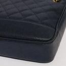 CHANEL Matelasse Chain Shoulder Bag Caviar Skin Navy Gold CC Auth ep6286-8