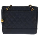 CHANEL Matelasse Chain Shoulder Bag Caviar Skin Navy Gold CC Auth ep6286-13