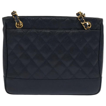 CHANEL Matelasse Chain Shoulder Bag Caviar Skin Navy Gold CC Auth ep6286 - 0