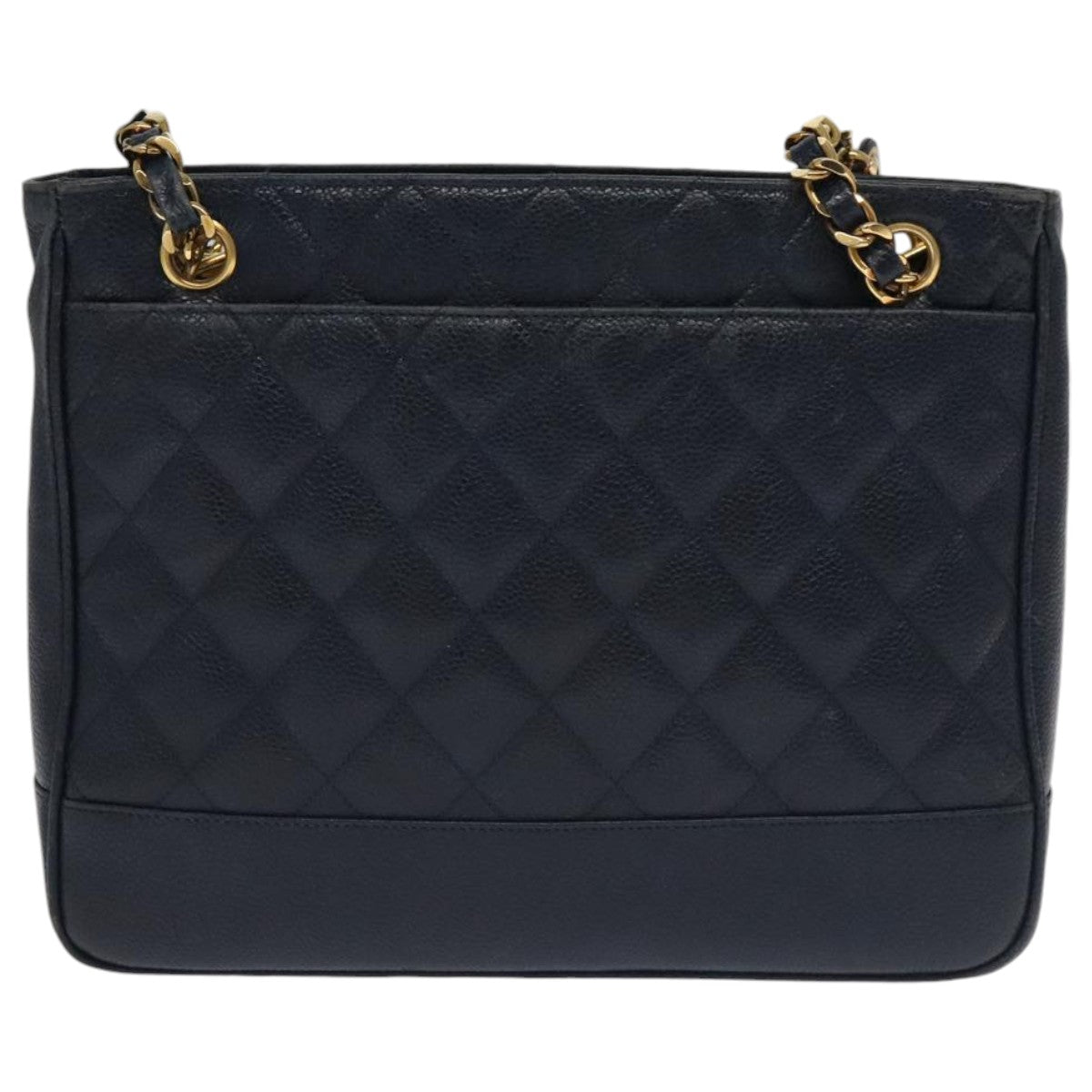 CHANEL Matelasse Chain Shoulder Bag Caviar Skin Navy Gold CC Auth ep6286 - 0