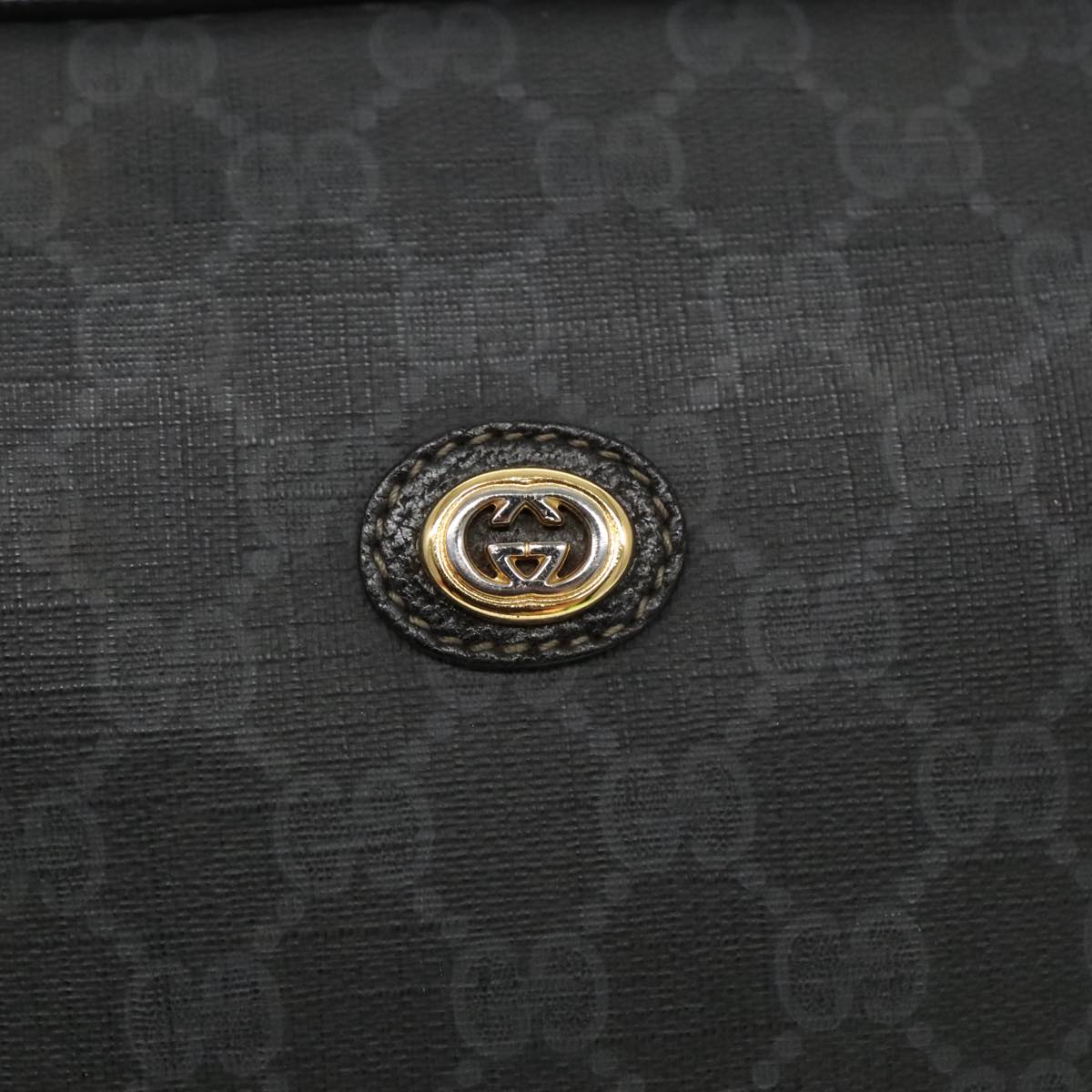 GUCCI GG Supreme Clutch Bag PVC Black Gold 156 01 033 Auth ep6292