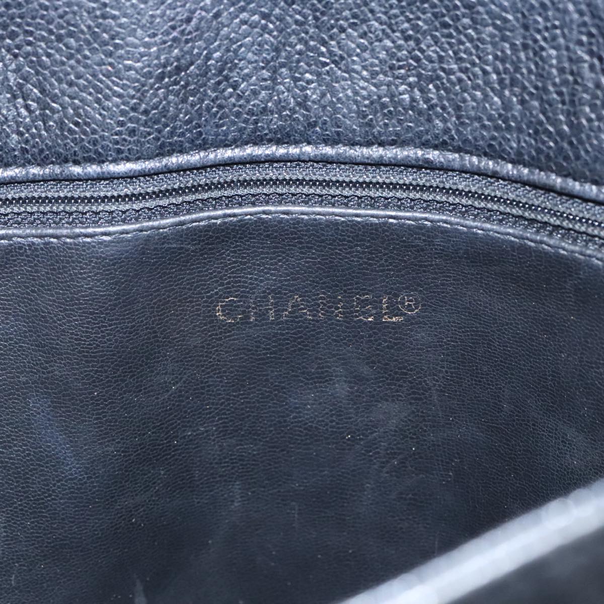 CHANEL COCO Mark Chain Tote Bag Caviar Skin Black Gold CC Auth ep6304