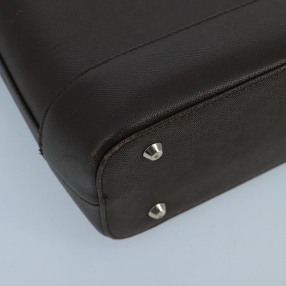 BURBERRY Hand Bag Leather Brown Silver Auth ep6308