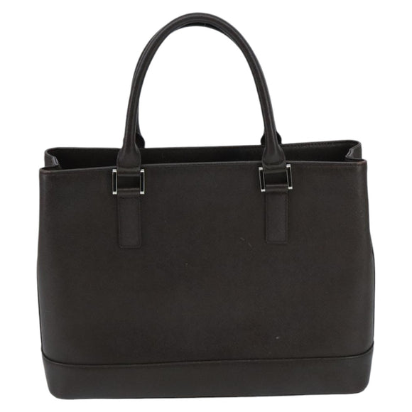 BURBERRY Hand Bag Leather Brown Silver Auth ep6308