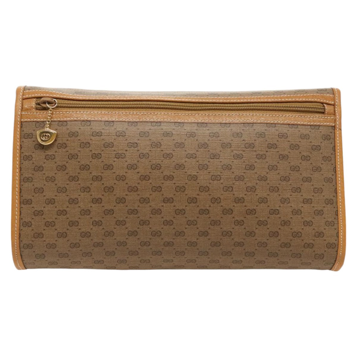 GUCCI Micro GG Supreme Shoulder Bag PVC Beige Gold Auth ep6309