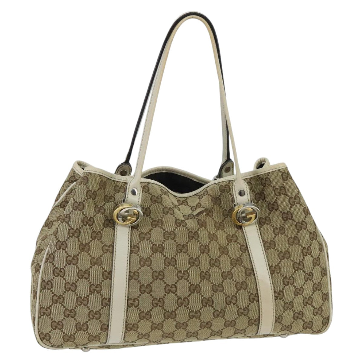 GUCCI GG Canvas GG Twins Tote Bag Beige Gold 232957 Auth ep6314