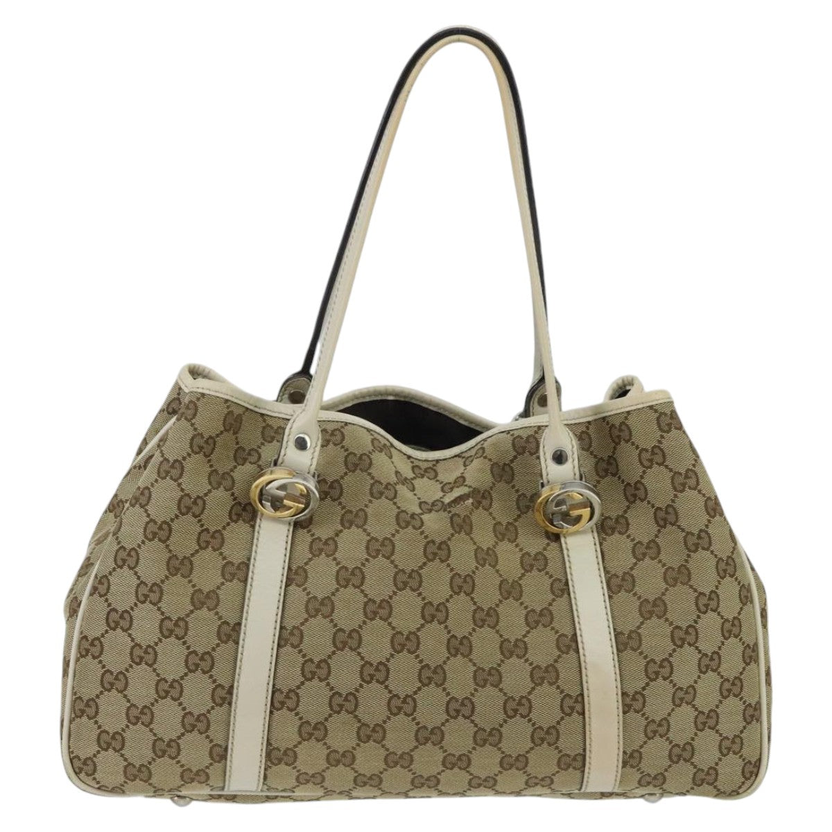 GUCCI GG Canvas GG Twins Tote Bag Beige Gold 232957 Auth ep6314