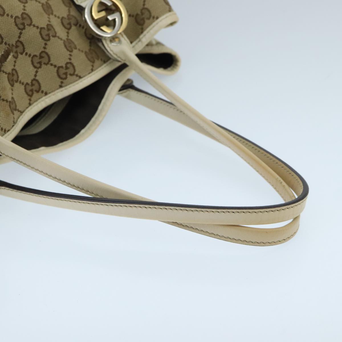 GUCCI GG Canvas GG Twins Tote Bag Beige Gold 232957 Auth ep6314