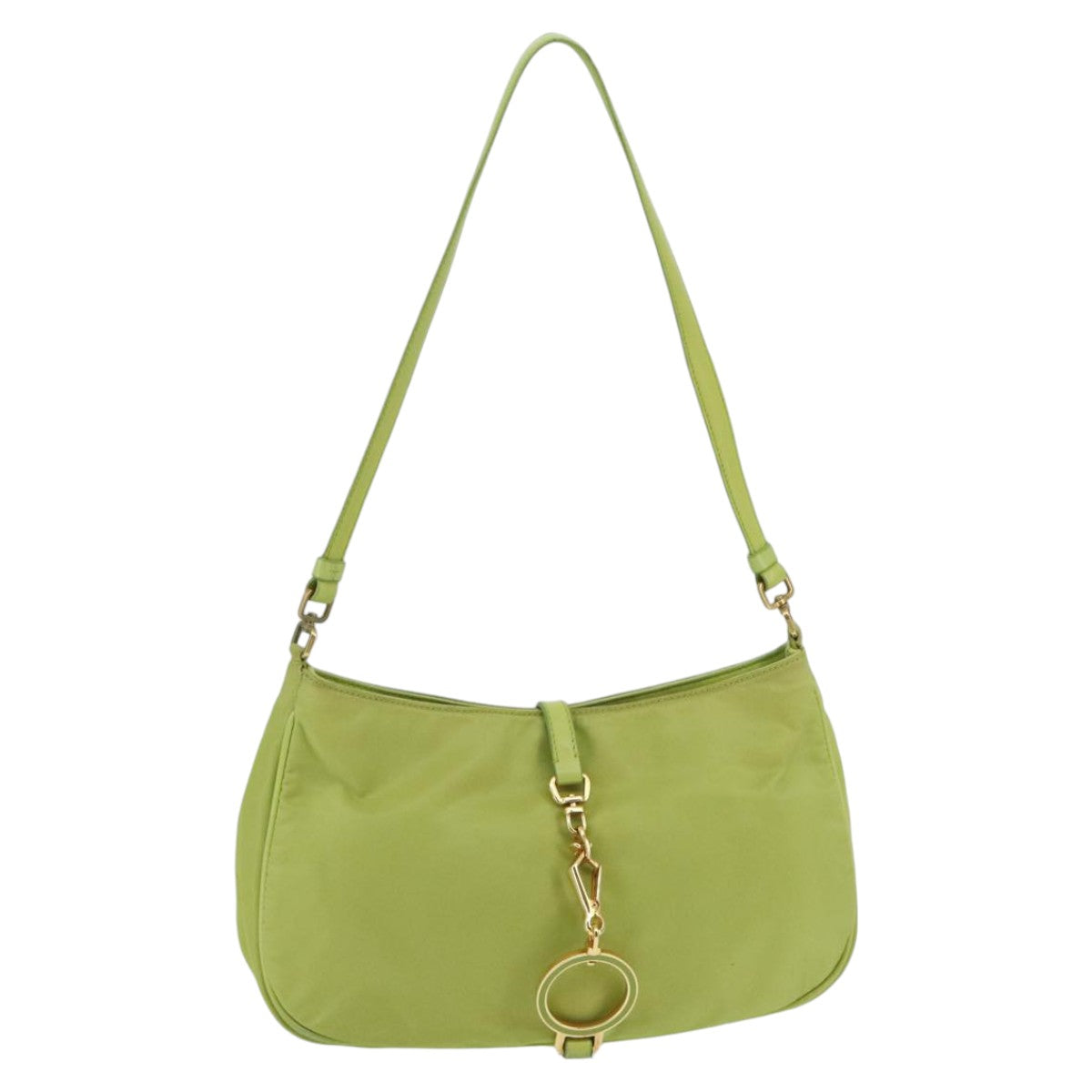 PRADA Shoulder Bag Nylon Green Gold Auth ep6315