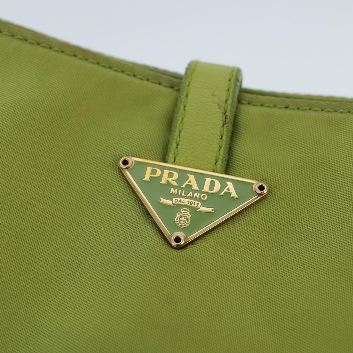 PRADA Shoulder Bag Nylon Green Gold Auth ep6315