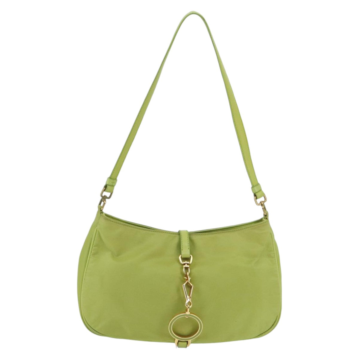 PRADA Shoulder Bag Nylon Green Gold Auth ep6315