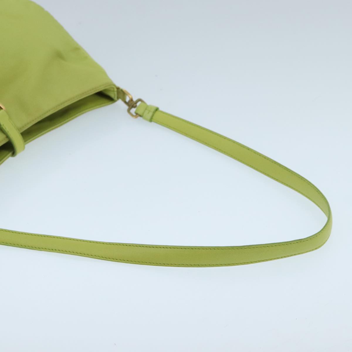 PRADA Shoulder Bag Nylon Green Gold Auth ep6315