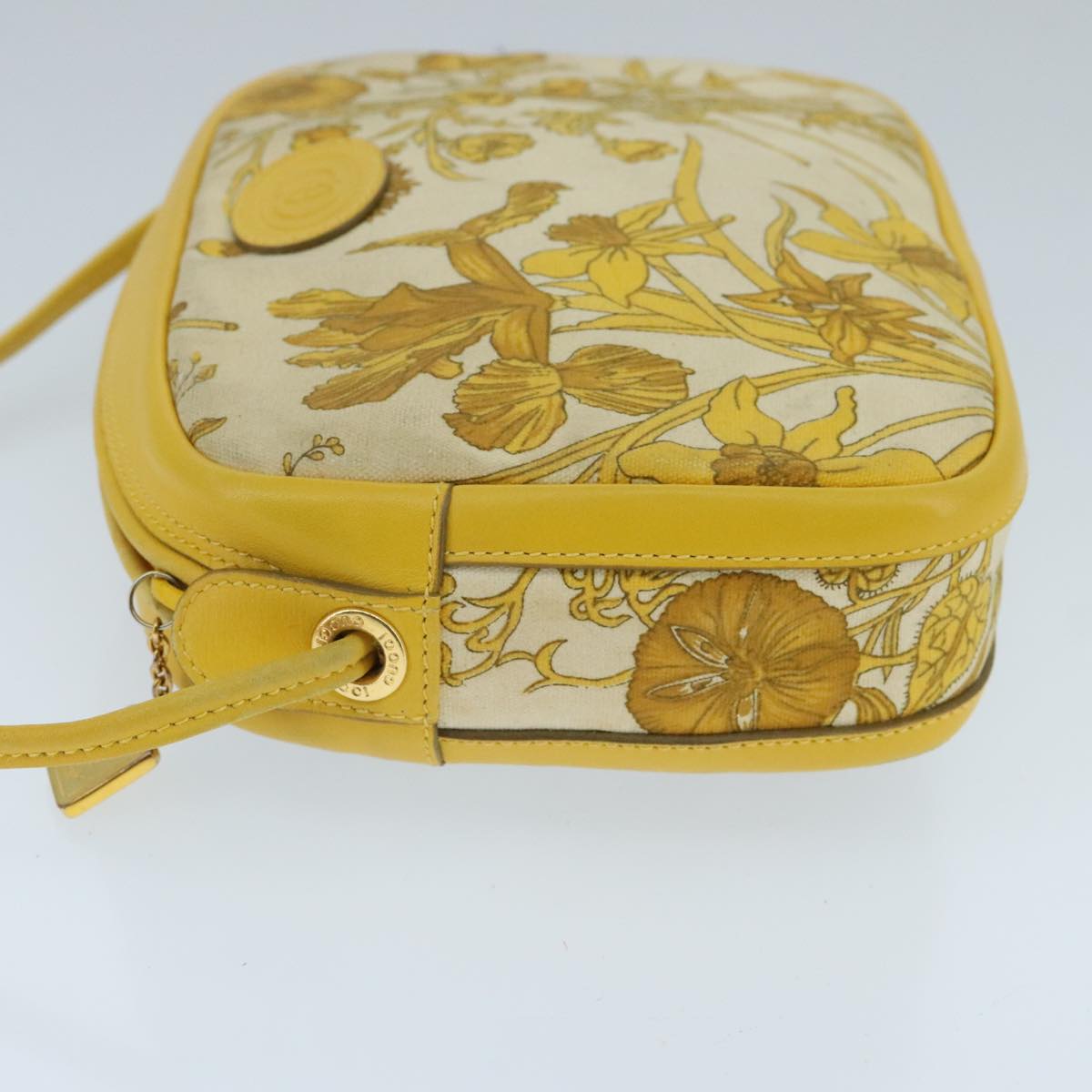 GUCCI Flora Shoulder Bag Canvas Yellow Gold 007 113 0068 Auth ep6321