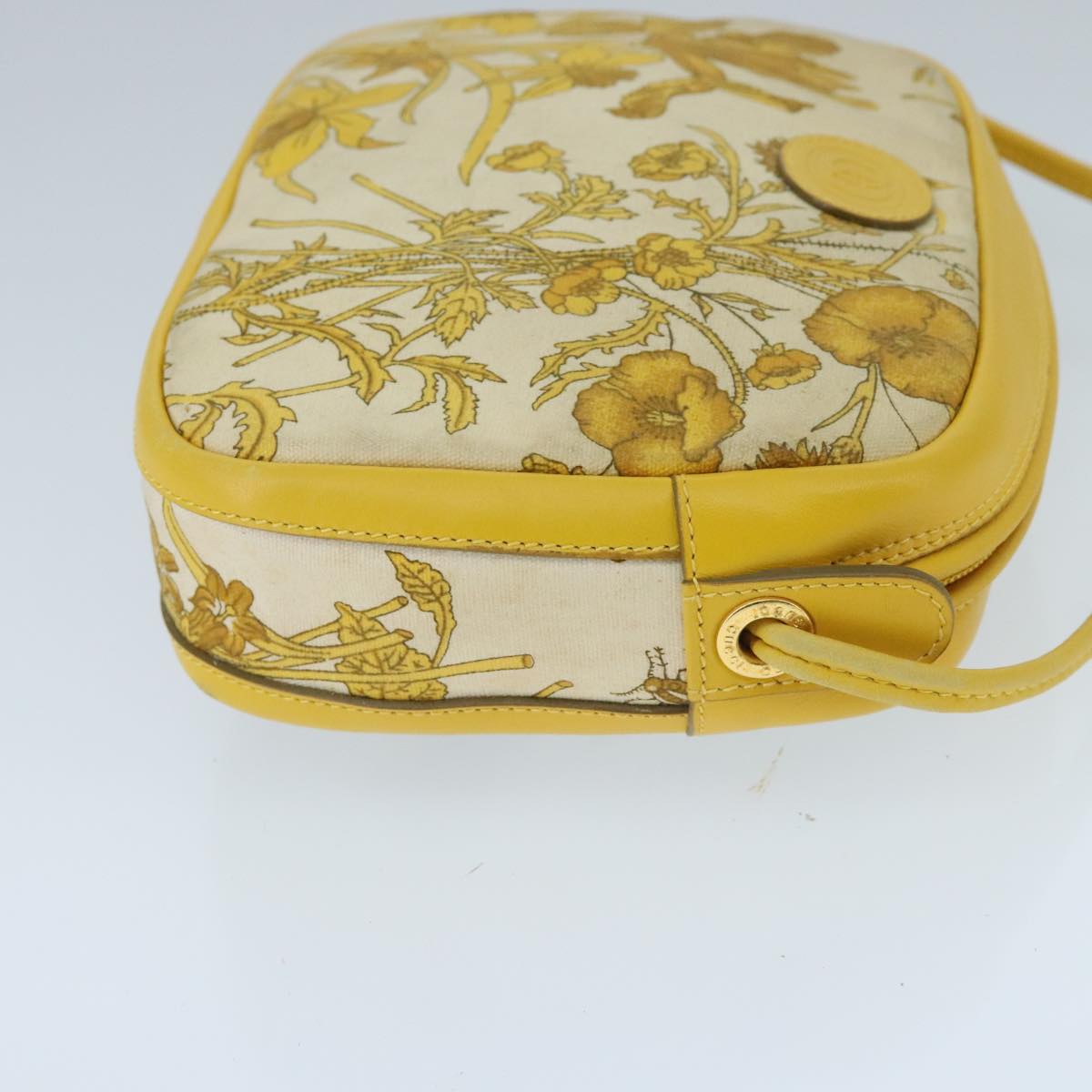 GUCCI Flora Shoulder Bag Canvas Yellow Gold 007 113 0068 Auth ep6321