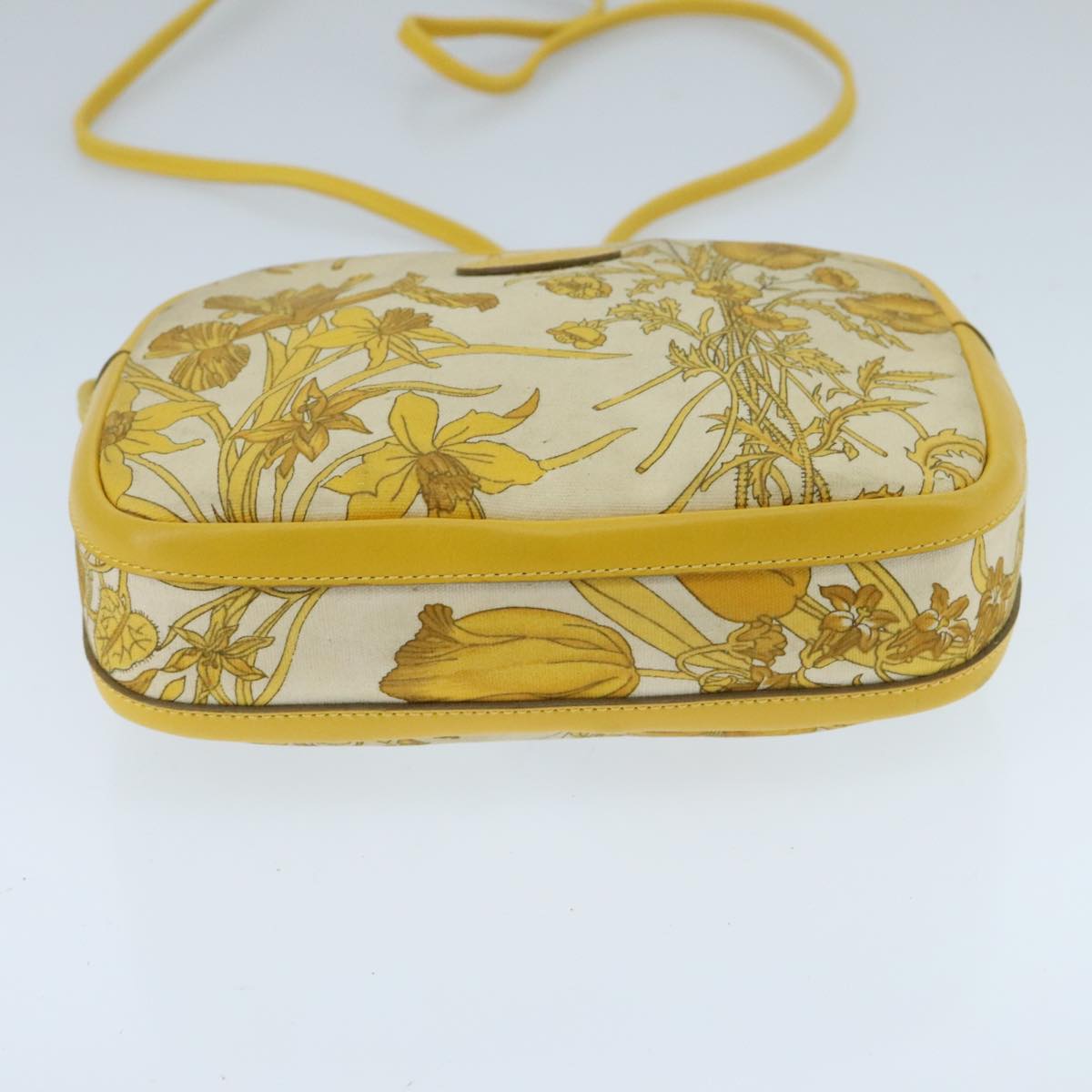 GUCCI Flora Shoulder Bag Canvas Yellow Gold 007 113 0068 Auth ep6321