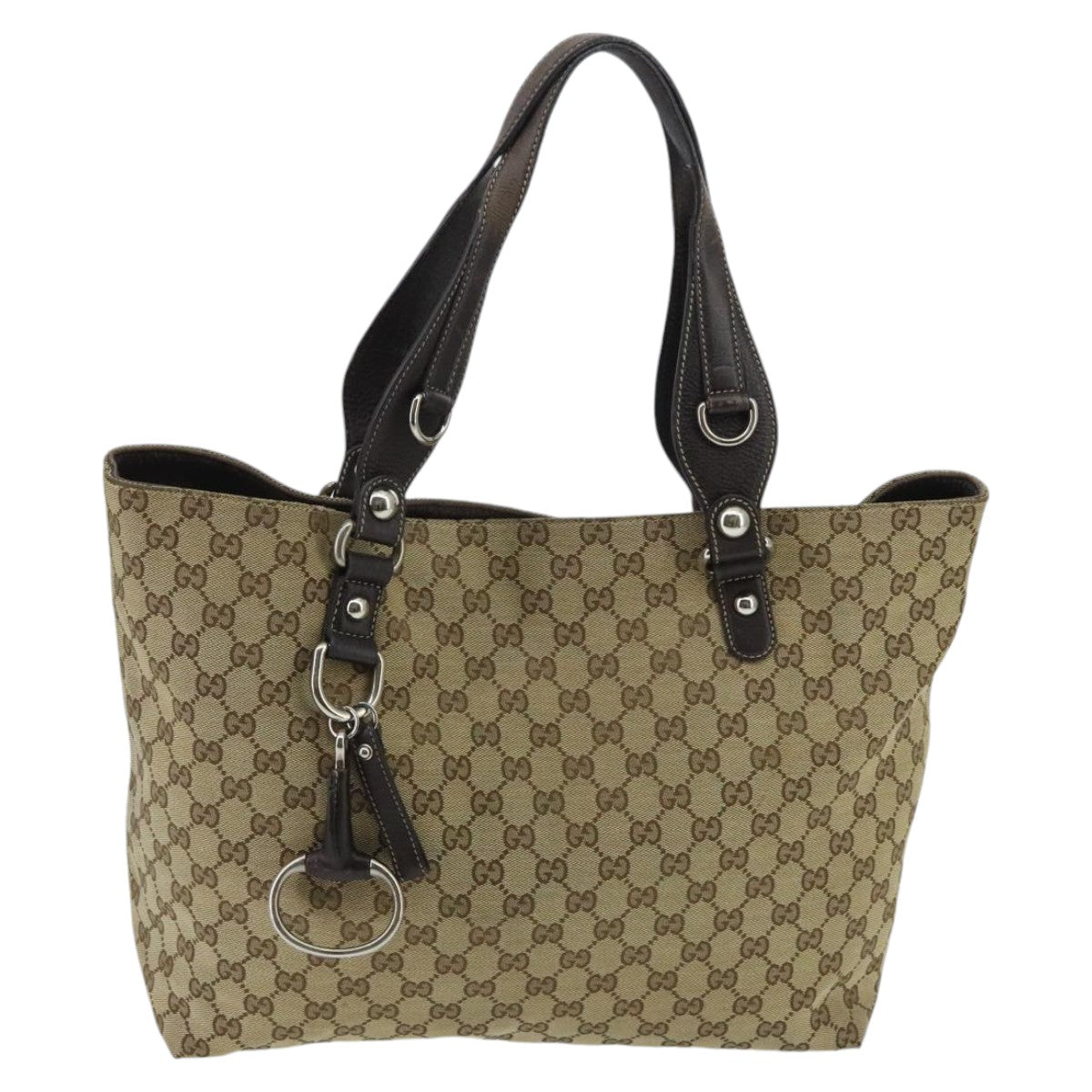 GUCCI GG Canvas Tote Bag Beige Silver 229852 Auth ep6330 - 0