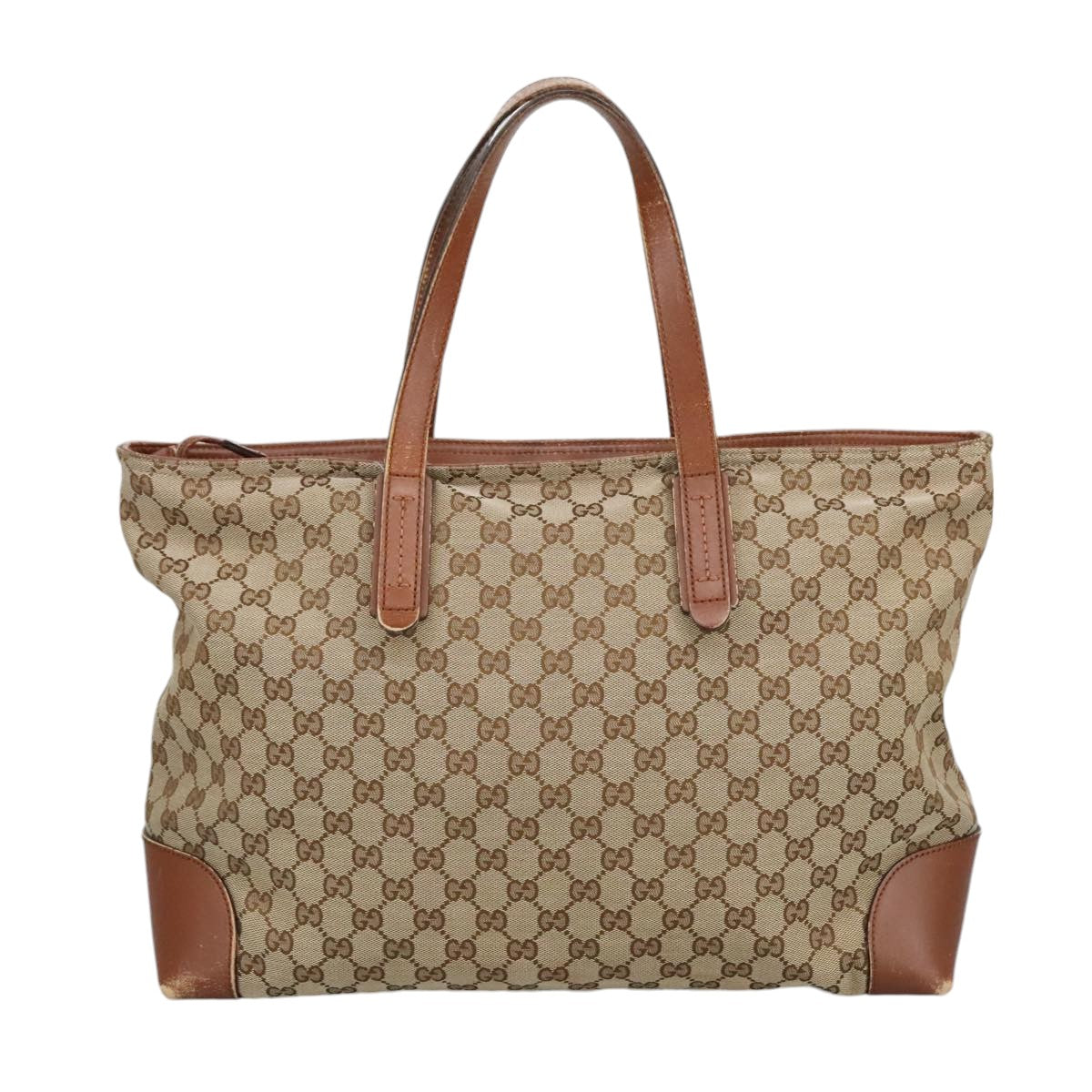 GUCCI GG Canvas Tote Bag Beige Silver 308928 Auth ep6333 - 0