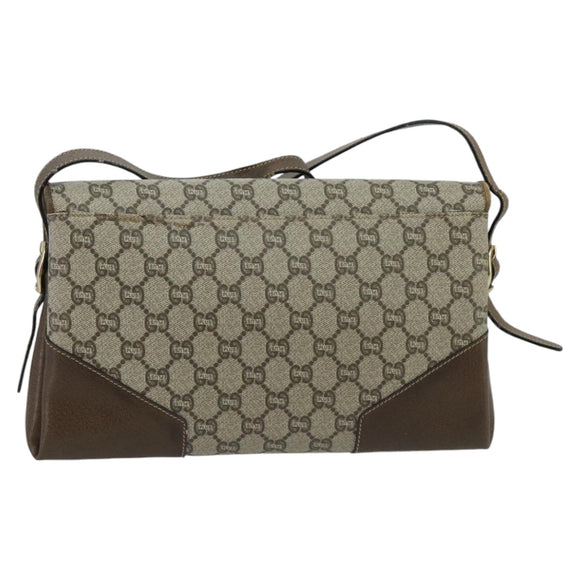 GUCCI GG Plus Supreme Shoulder Bag PVC Beige Gold Auth ep6338