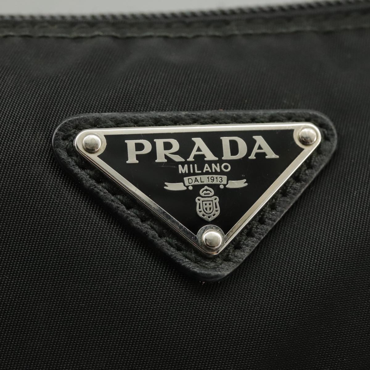 PRADA Shoulder Bag Nylon Black Silver Auth ep6341