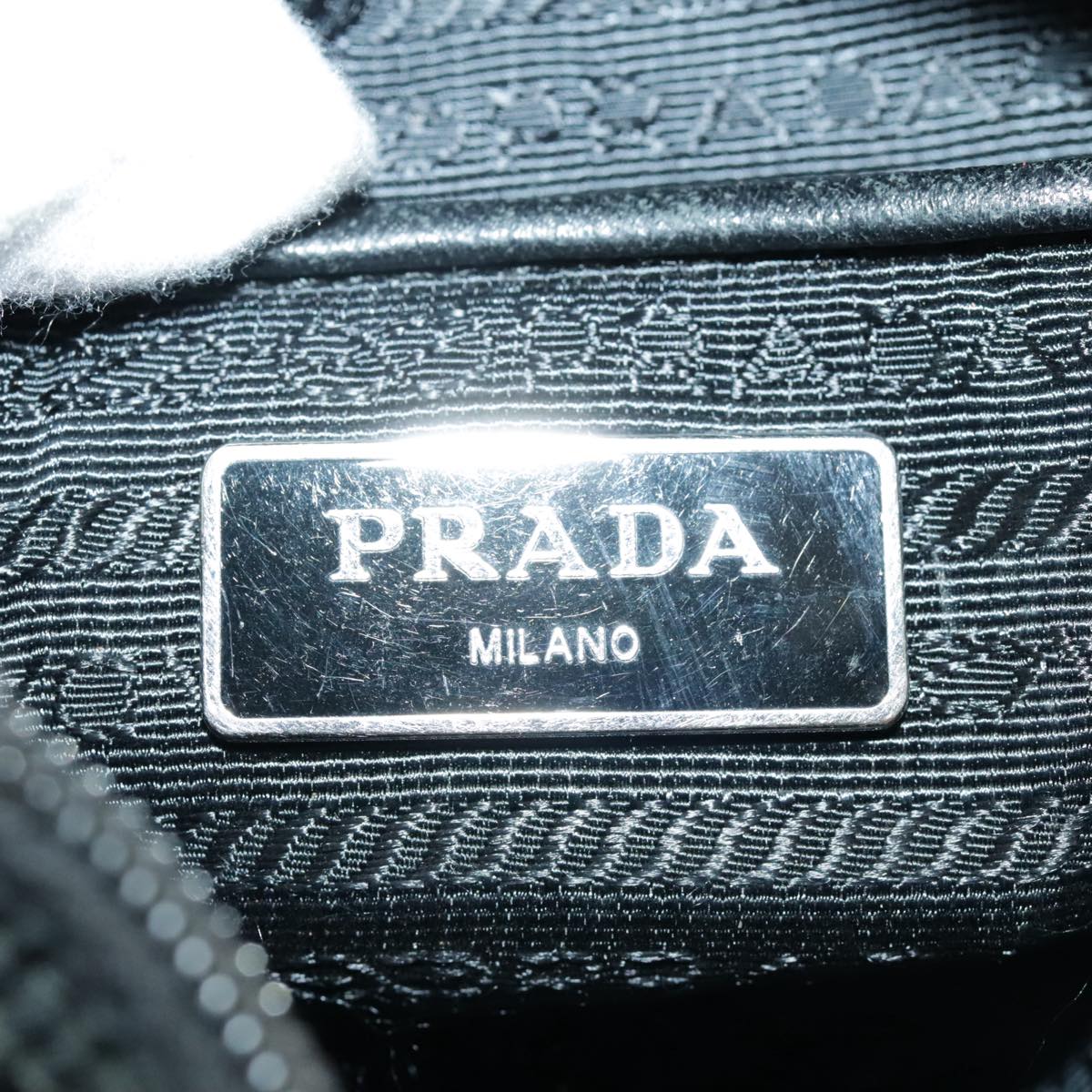 PRADA Shoulder Bag Nylon Black Silver Auth ep6341