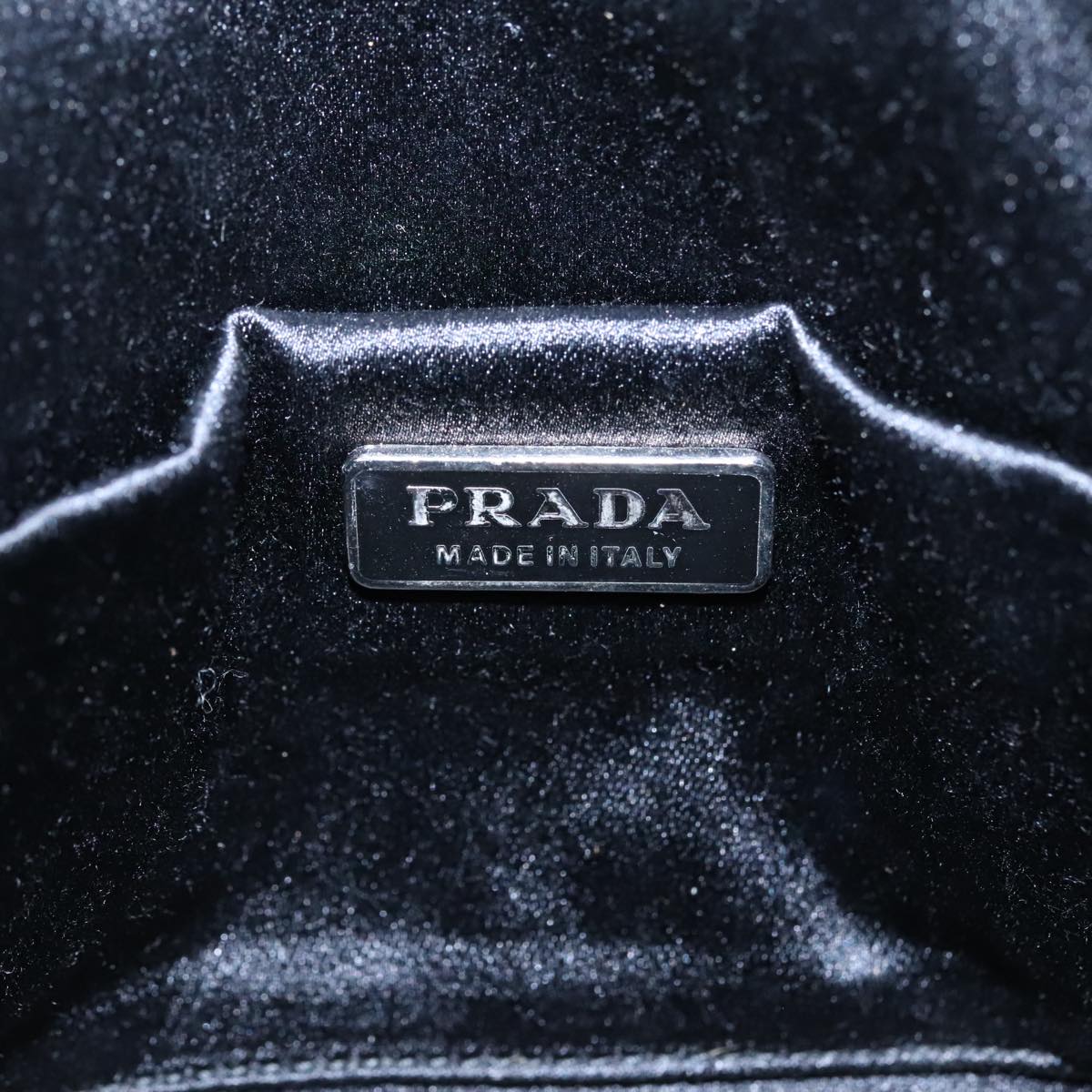 PRADA Hand Bag Leather Black Silver Auth ep6344