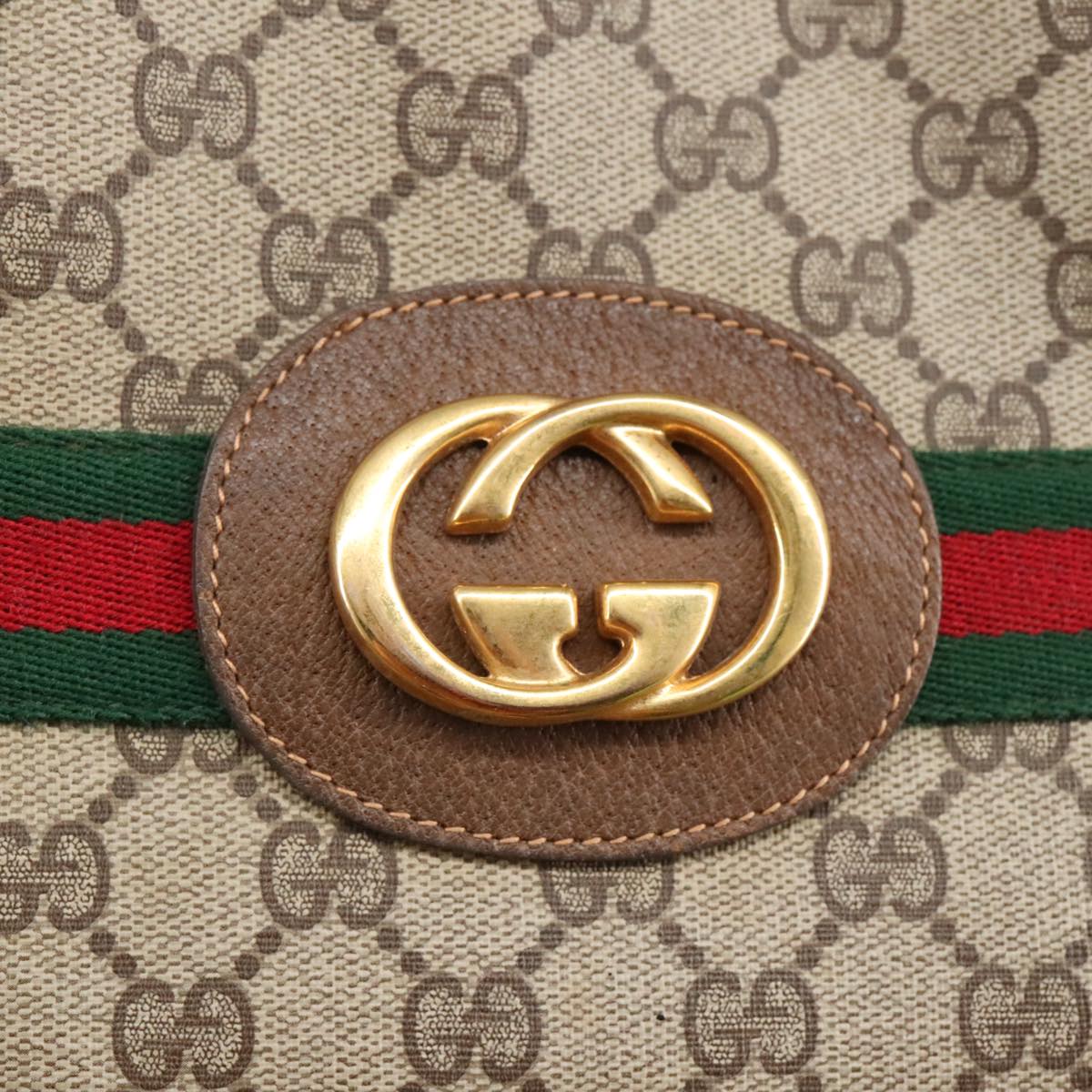 GUCCI GG Supreme Web Sherry Line Interlocking Tote Bag PVC Beige Auth ep6353