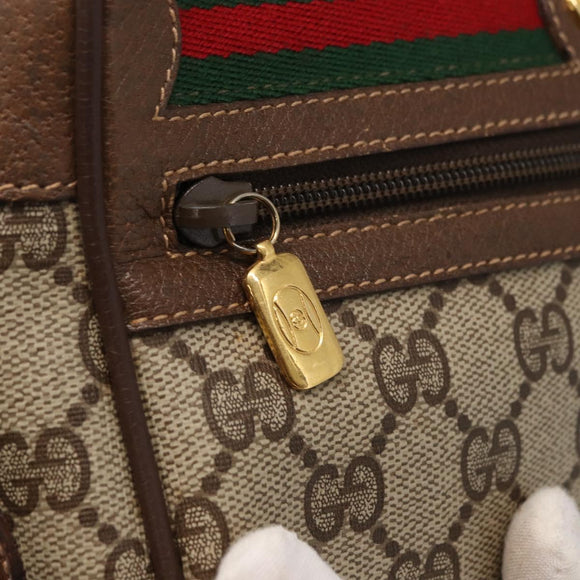 GUCCI GG Supreme Web Sherry Line Shoulder Bag PVC Beige Red Green Auth ep6358