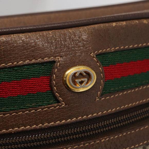 GUCCI GG Supreme Web Sherry Line Shoulder Bag PVC Beige Red Green Auth ep6358