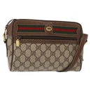 GUCCI GG Supreme Web Sherry Line Shoulder Bag PVC Beige Red Green Auth ep6358-1