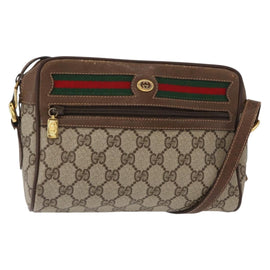 GUCCI GG Supreme Web Sherry Line Shoulder Bag PVC Beige Red Green Auth ep6358