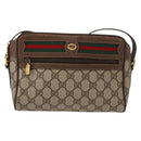 GUCCI GG Supreme Web Sherry Line Shoulder Bag PVC Beige Red Green Auth ep6358-2
