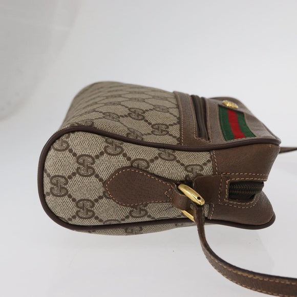 GUCCI GG Supreme Web Sherry Line Shoulder Bag PVC Beige Red Green Auth ep6358