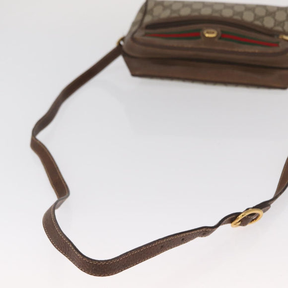 GUCCI GG Supreme Web Sherry Line Shoulder Bag PVC Beige Red Green Auth ep6358