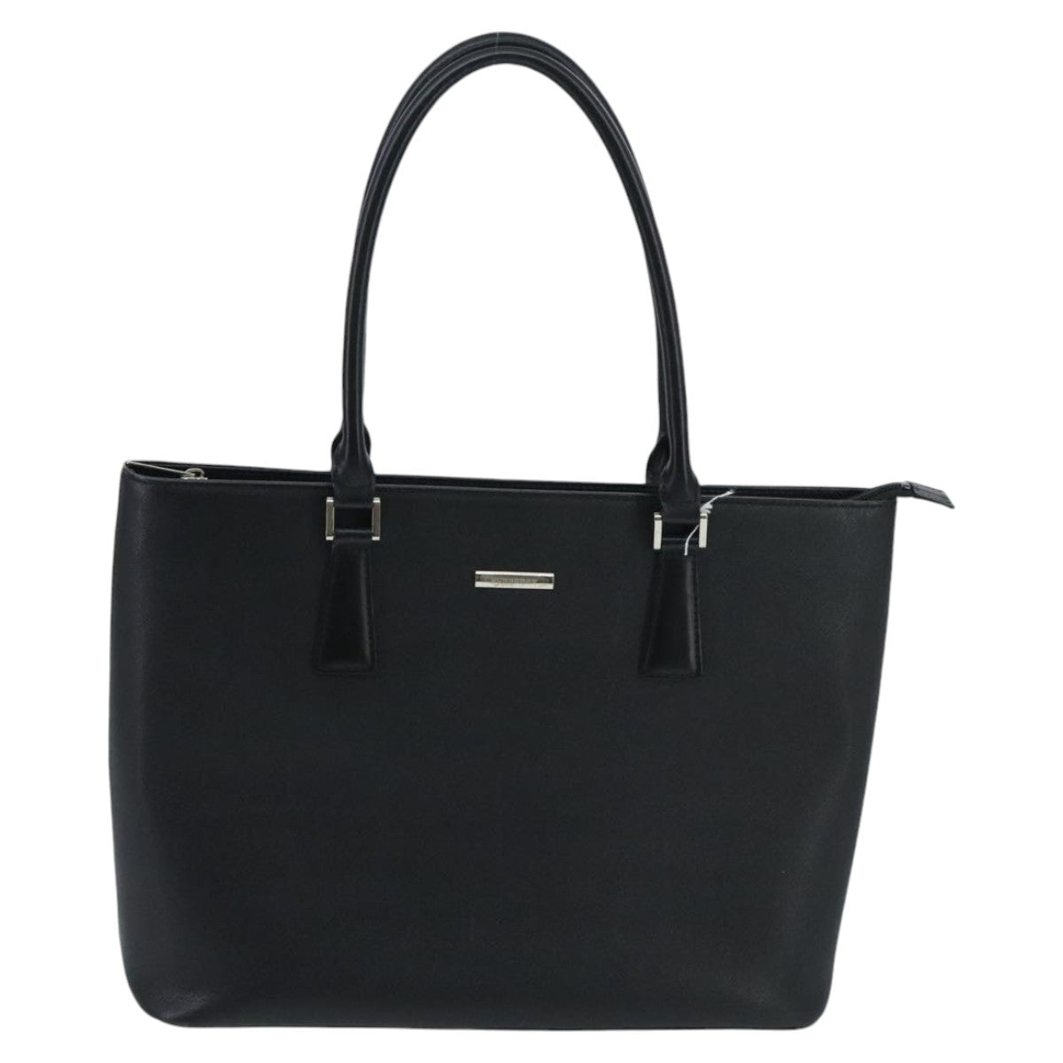 BURBERRY Tote Bag Leather Black Silver Auth ep6397